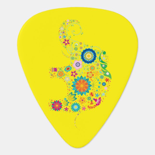 Ornate Elephant Guitar Pick (Front)