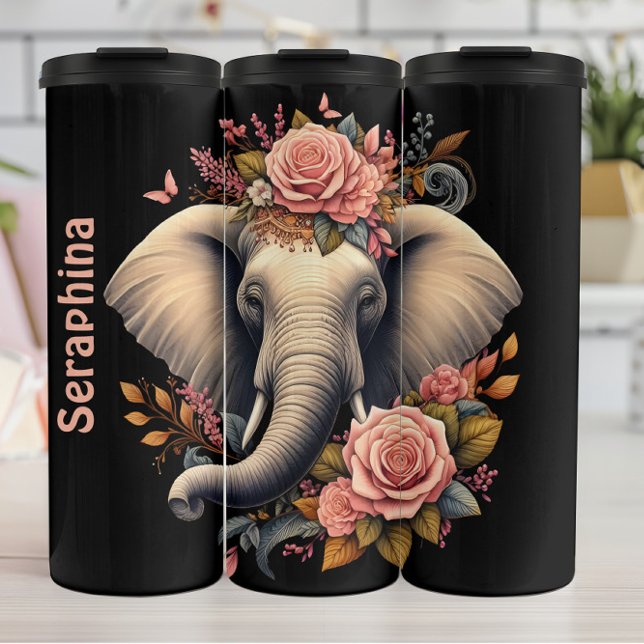 Ornate Elephant Head: Golden Details Thermal Tumbler (Creator Uploaded)