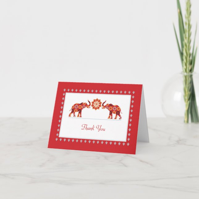 Ornate Elephants Thank You Card (Front)