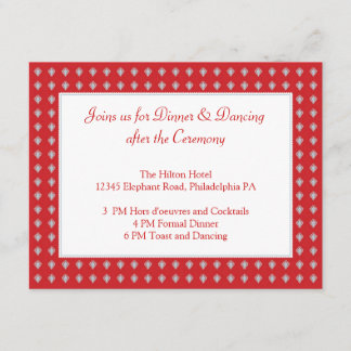 Ornate Elephants Wedding Reception Card Invitation