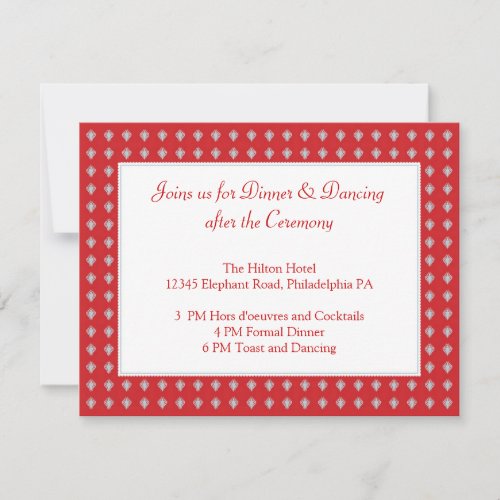 Ornate Elephants Wedding Reception Card Invitation