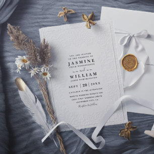 Ornate Embossed Lace Vintage Elegant Chic Wedding Invitation