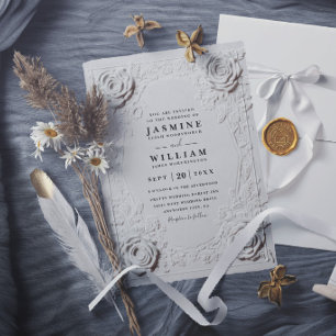 Ornate Embossed Vintage Elegant Modern Wedding Invitation
