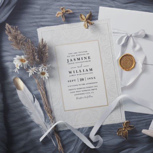 Ornate Embossed Vintage Elegant Modern Wedding Invitation