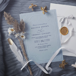 Ornate Embossed Vintage Elegant QR Code Wedding Invitation