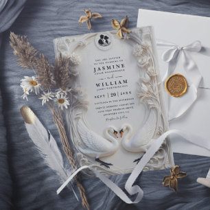 Ornate Embossed Vintage Elegant QR Code Wedding Invitation