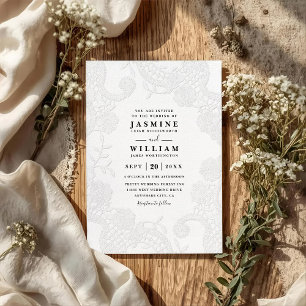 Ornate Embossed Vintage lace QR Code Wedding Invitation