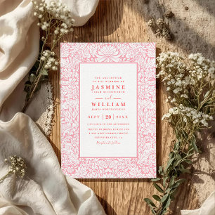 Ornate Embossed Wildflower Elegant QR Code Wedding Invitation