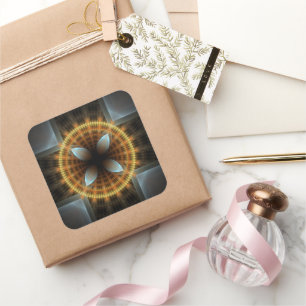 Ornate fairy fractal pattern mandala square sticker