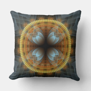 Ornate fairy fractal round pattern throw pillow