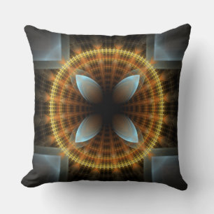 Ornate fairy fractal round pattern throw pillow