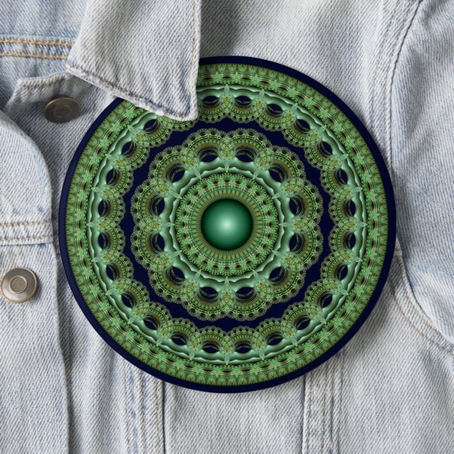 Ornate fairy round fractal mandala button (In Situ)