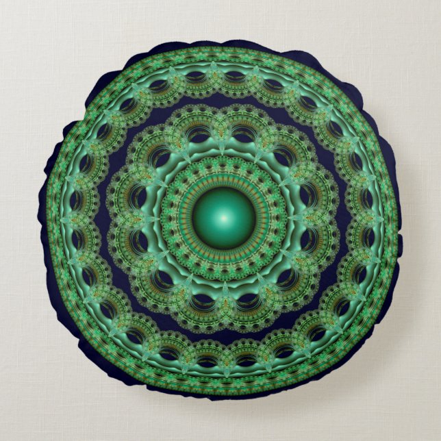 Ornate fairy round fractal mandala round pillow (Front)
