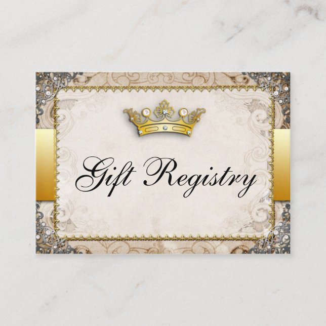Ornate Fairytale Storybook Wedding  Gift Registry Enclosure Card (Front)