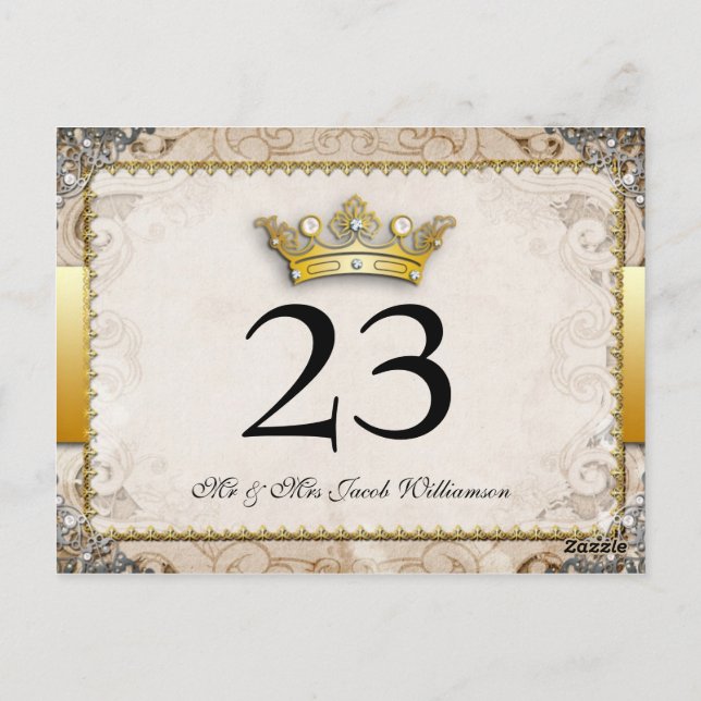 Ornate Fairytale Wedding Table Number Cards (Back)