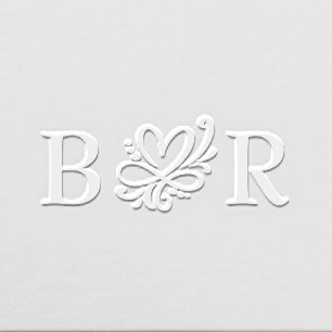 Ornate Floral Ampersand Romantic Wedding Initials Embosser