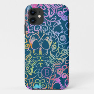 Ornate Floral and Butterfly Colorful Line Pattern iPhone 11 Case