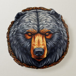Ornate Floral Bear Design Cozy Decorative Sofa Round Pillow