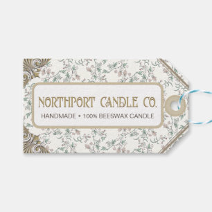 Ornate Floral Beeswax Candle Tag