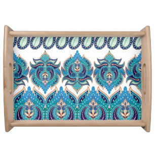 Ornate Floral Borders: Vintage Paisley Design Serving Tray