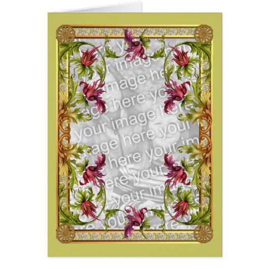 Ornate Floral Design Photo Card (Front)