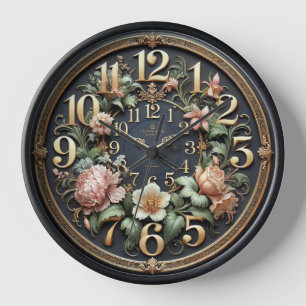 Ornate Floral Elegance Wall Clock