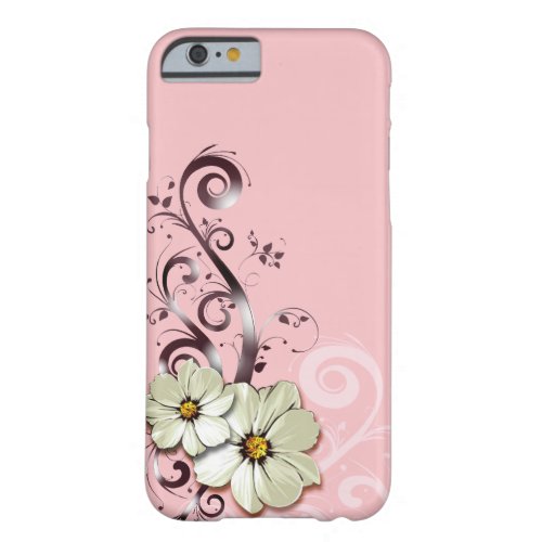Ornate Floral Flourish  pink Barely There iPhone 6 Case