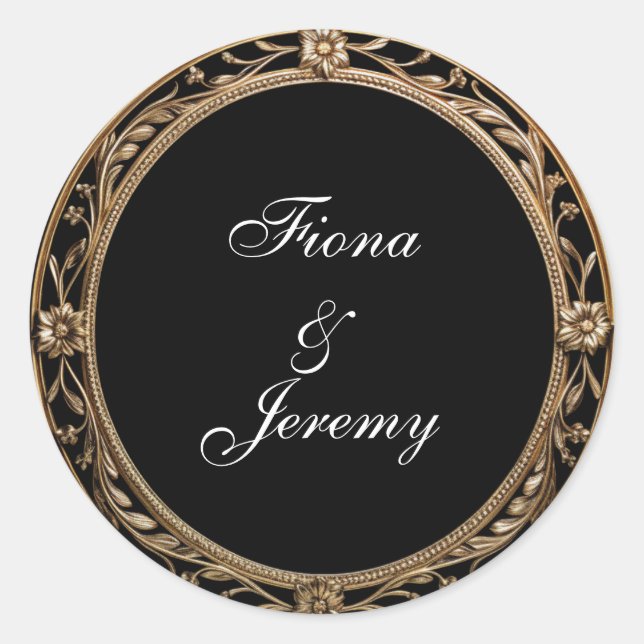 Ornate Floral Frame Personalized Wedding Seals (Front)