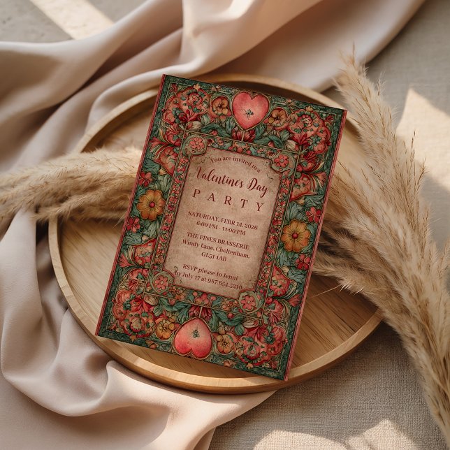 Ornate Floral Heart Valentine Party Invitation (Creator Uploaded)