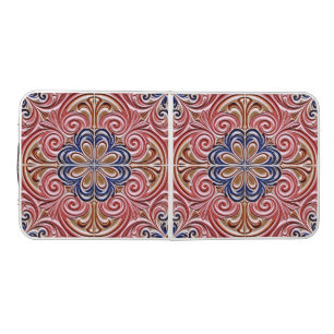 Ornate Floral Medallion Classic Pattern Beer Pong Table