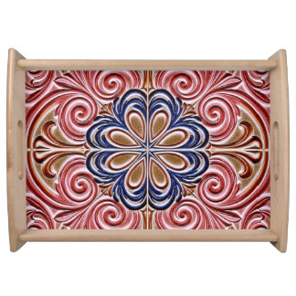 Ornate Floral Medallion classic Pattern Serving Tray