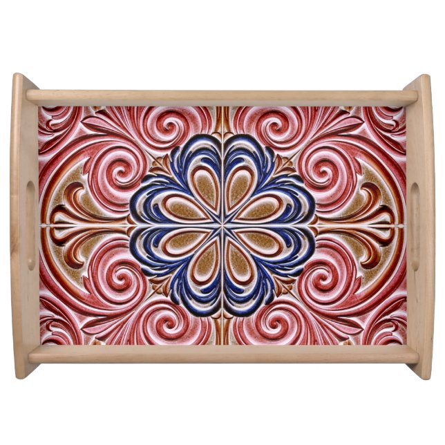 Ornate Floral Medallion classic Pattern Serving Tray (Front)