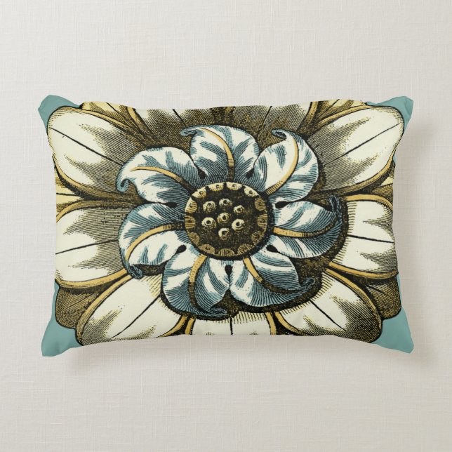 Ornate Floral Medallion on Light Blue Background Accent Pillow (Front)