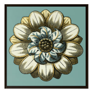 Ornate Floral Medallion on Light Blue Background Acrylic Print