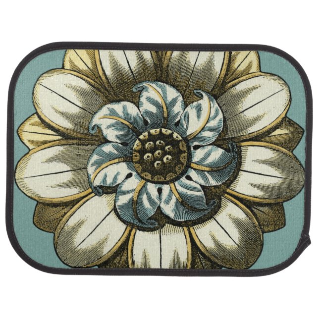 Ornate Floral Medallion on Light Blue Background Car Floor Mat (Rear)