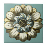 Ornate Floral Medallion on Light Blue Background Ceramic Tile<br><div class="desc">A light blue background serves as the accent to this ornate floral medallion painting by Vision Studio. Layers of leaves multiply the beauty of the flower,  giving it a very life-like quality. Purchase it today and let it bloom in your home!</div>