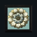 Ornate Floral Medallion on Light Blue Background Gift Box<br><div class="desc">A light blue background serves as the accent to this ornate floral medallion painting by Vision Studio. Layers of leaves multiply the beauty of the flower,  giving it a very life-like quality. Purchase it today and let it bloom in your home!</div>