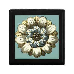 Ornate Floral Medallion on Light Blue Background Gift Box