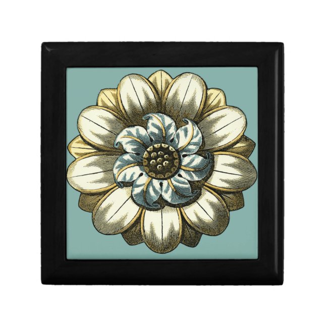 Ornate Floral Medallion on Light Blue Background Gift Box (Front)