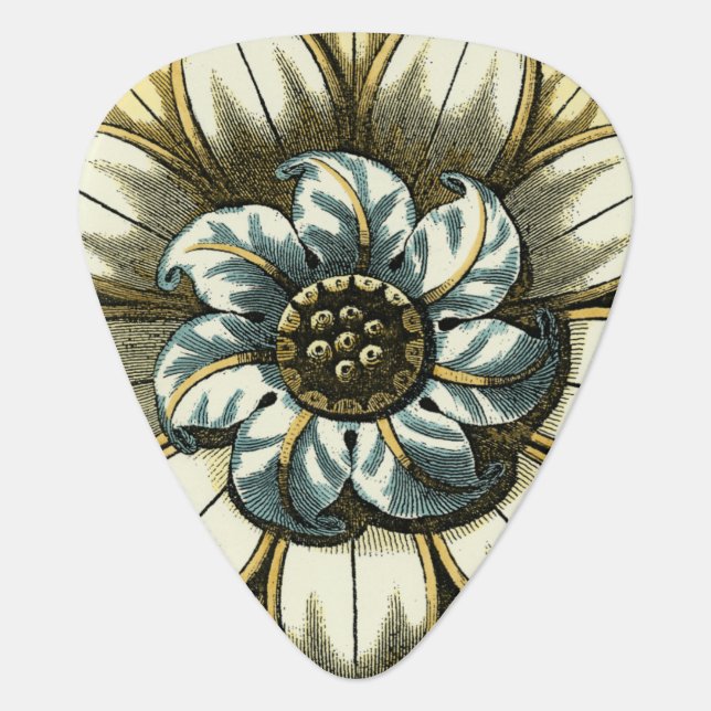 Ornate Floral Medallion on Light Blue Background Guitar Pick (Front)