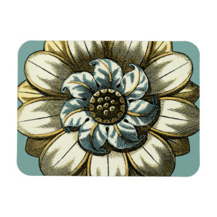 Ornate Floral Medallion on Light Blue Background Magnet
