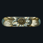 Ornate Floral Medallion on Light Blue Background Skateboard<br><div class="desc">A light blue background serves as the accent to this ornate floral medallion painting by Vision Studio. Layers of leaves multiply the beauty of the flower,  giving it a very life-like quality. Purchase it today and let it bloom in your home!</div>