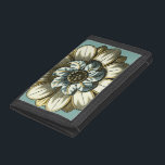 Ornate Floral Medallion on Light Blue Background Tri-fold Wallet<br><div class="desc">A light blue background serves as the accent to this ornate floral medallion painting by Vision Studio. Layers of leaves multiply the beauty of the flower,  giving it a very life-like quality. Purchase it today and let it bloom in your home!</div>