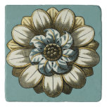 Ornate Floral Medallion on Light Blue Background Trivet