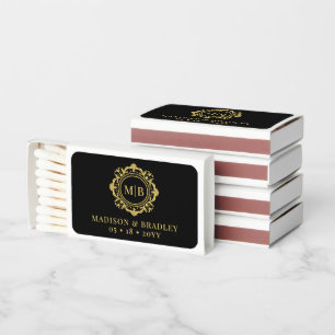 Ornate Floral Monogram Elegant Wedding Custom Matchboxes