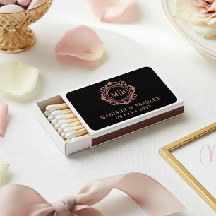 Ornate Floral Monogram Elegant Wedding Custom Matchboxes