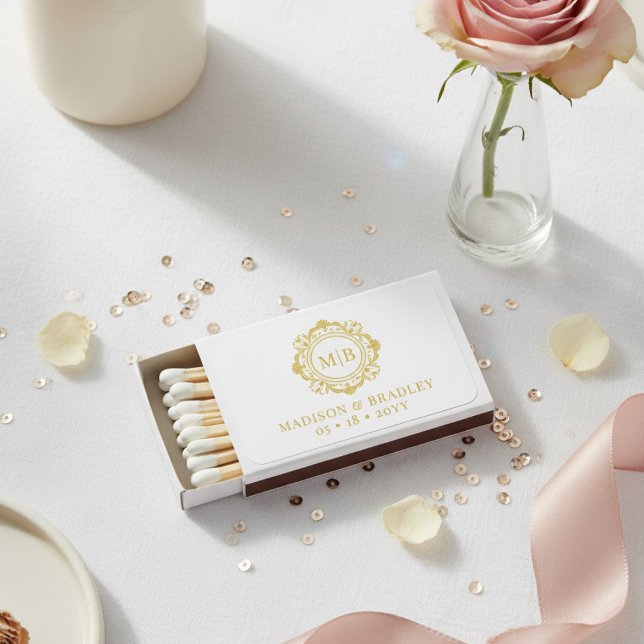 Ornate Floral Monogram Elegant Wedding Custom Matchboxes (Creator Uploaded)