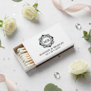 Ornate Floral Monogram Elegant Wedding Custom Matchboxes