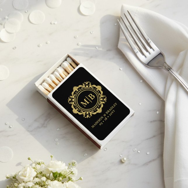 Ornate Floral Monogram Elegant Wedding Custom Matchboxes (Creator Uploaded)