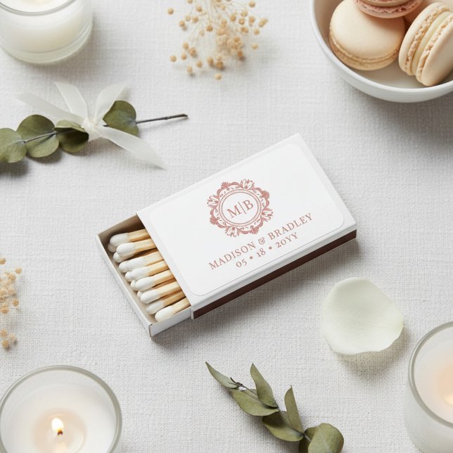 Ornate Floral Monogram Elegant Wedding Custom Matchboxes (Creator Uploaded)